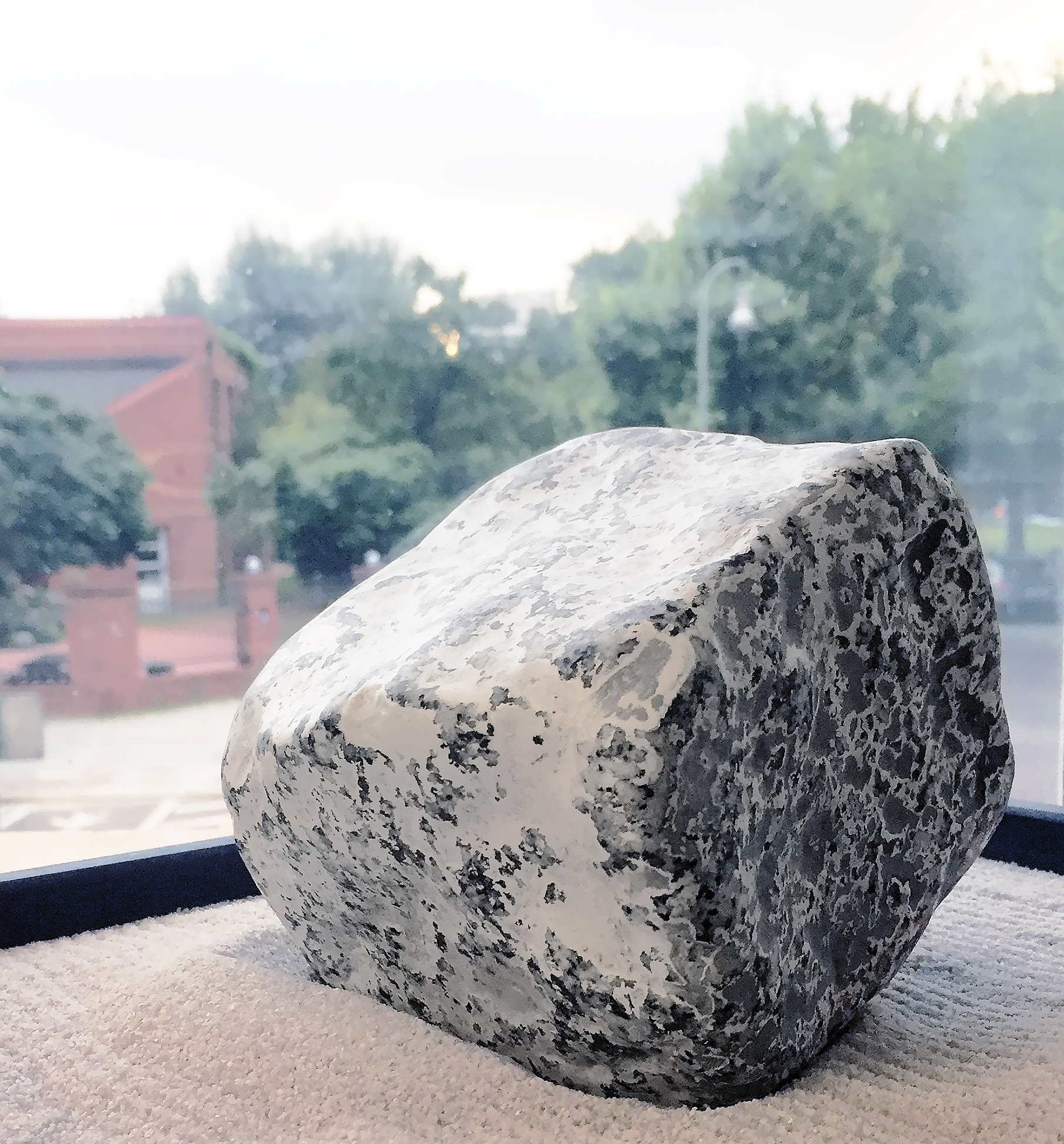 Berliner granite quarry block and gesso. 10cm x 10cm x 10cm.